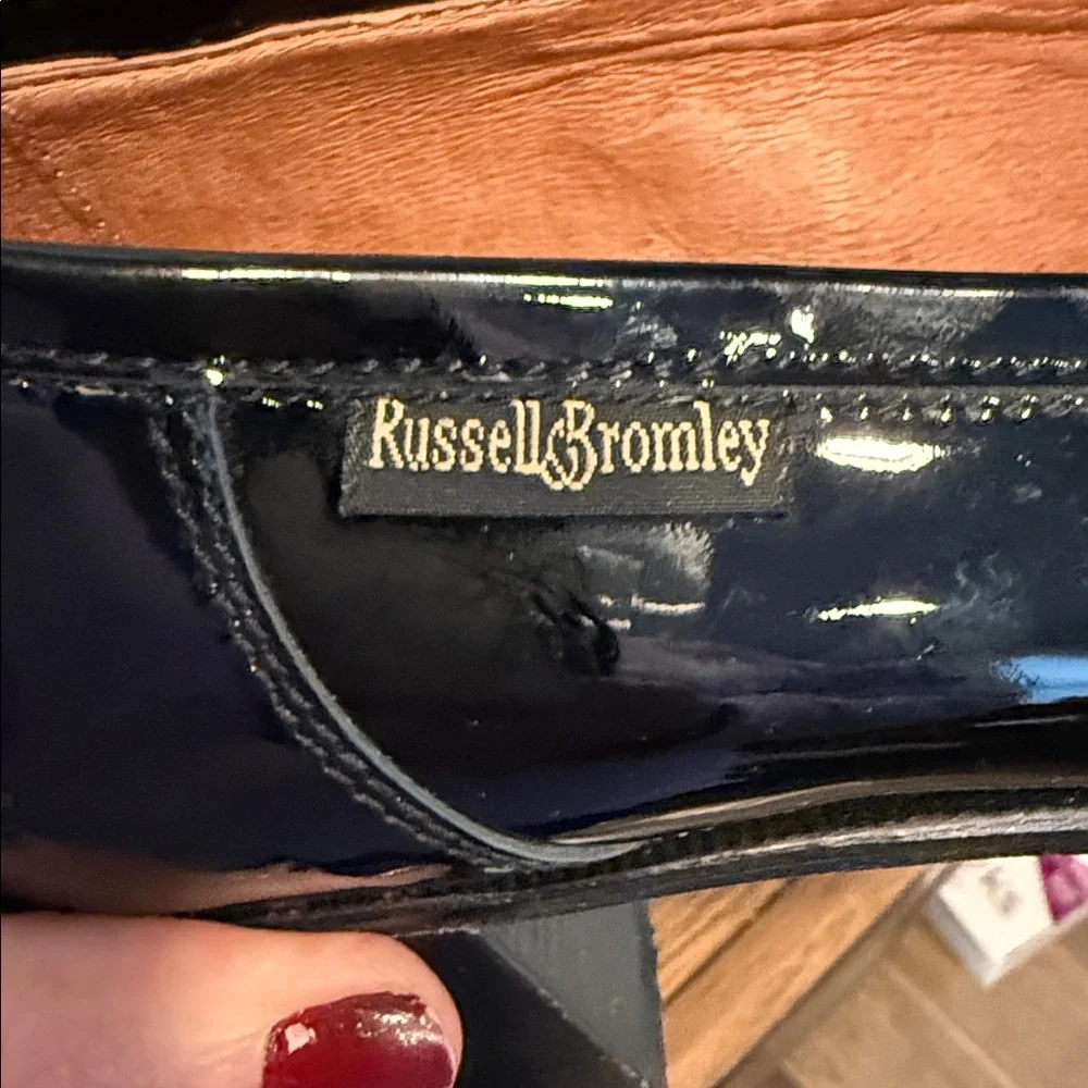 Russell & Bromley Midchester Ladies Black Leather Heeled Loafers Size EU 41 US 8